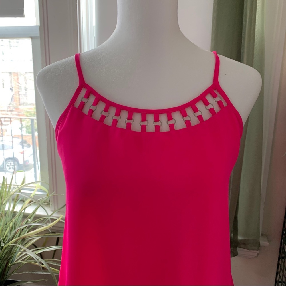 Naked Zebra vibrant hot pink strappy camisole with silver loop detailing